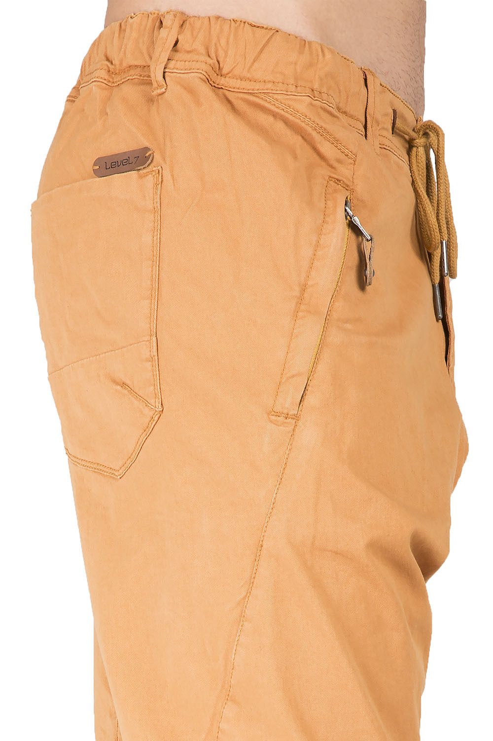 Drop Crotch Premium light Orange Stretch Twill Jogger Jeans Zipper Pockets
