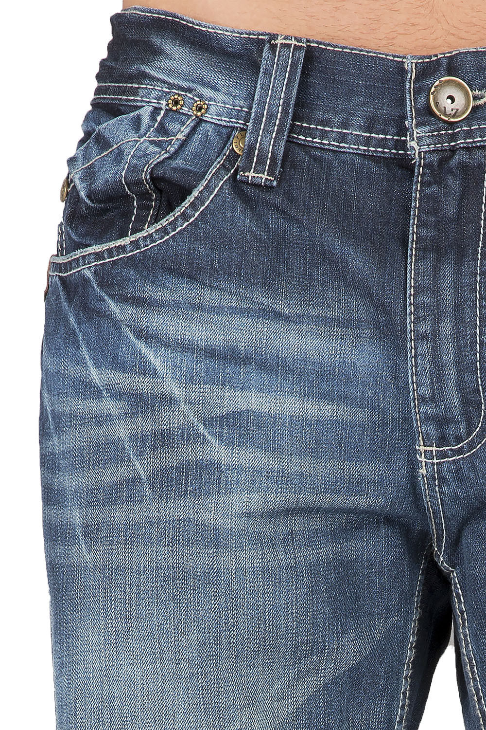 Buckeroo Relaxed Straight Premium Denim signature 5 pocket Jeans Whiskering Scratching