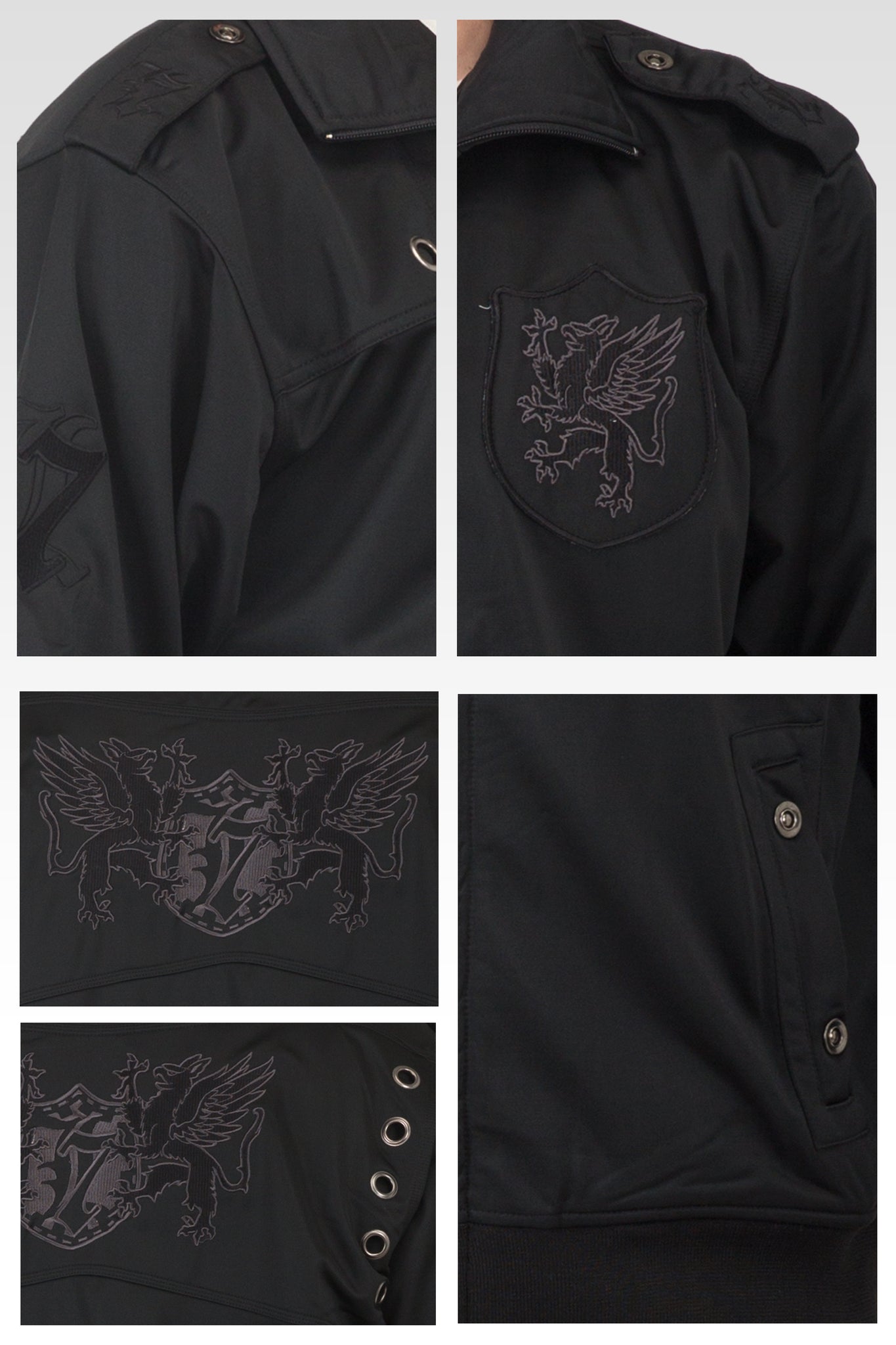 Men's Black Poly Performance Full Zip Track Jacket With Black EMB Patches