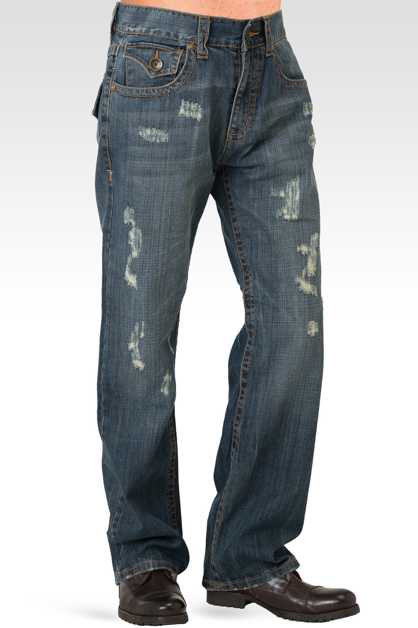 Midrise Relaxed Vintage Bootcut Distressed Premium 5 Pocket Jeans
