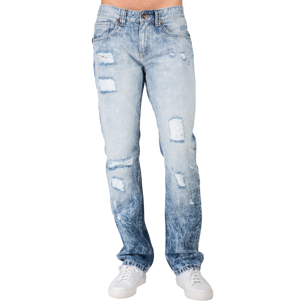 Level 7 Men's Slim Straight Paint Smudging Destroyed Faded Blue Jeans  Premium Denim – Level 7 Jeans