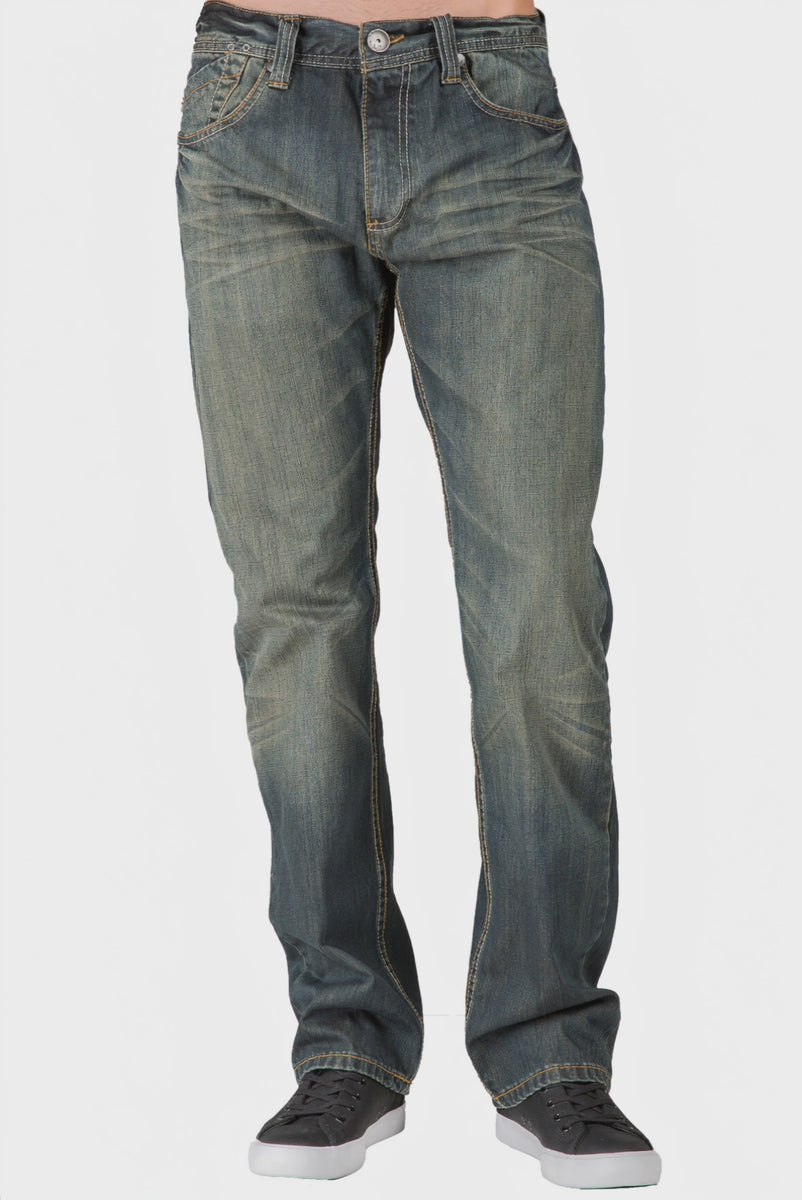 Level 7 Men's Relaxed Straight Hand Rub Rustic Tinted 5 Pocket Jeans ...