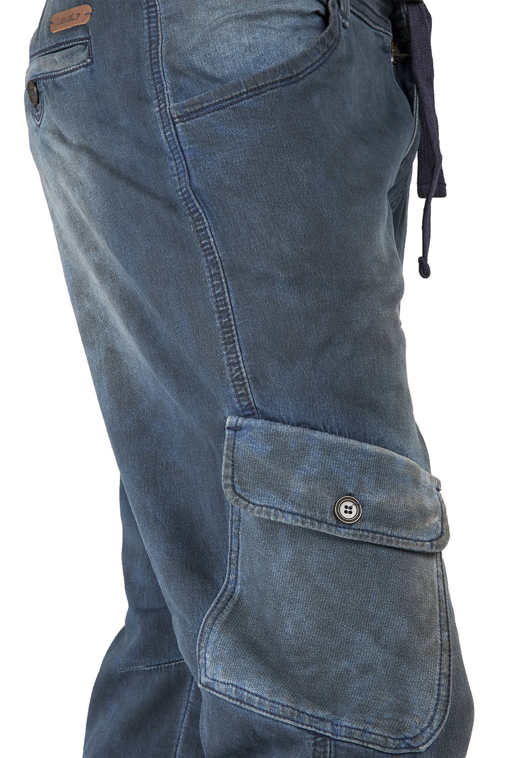 Level 7 Men's Cargo Pocket Tinted Wash Indigo Knit Jogger pants Premium  Denim – Level 7 Jeans