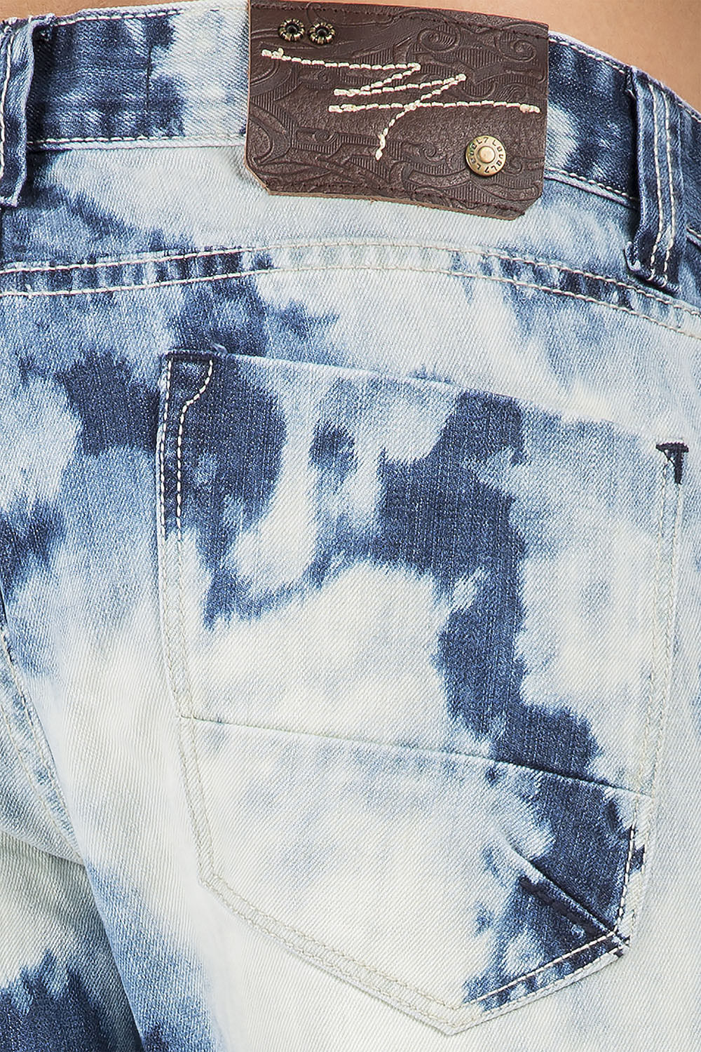 Slim Straight Tainted Bleach Washed Premium Denim Signature 5 Pocket Jeans