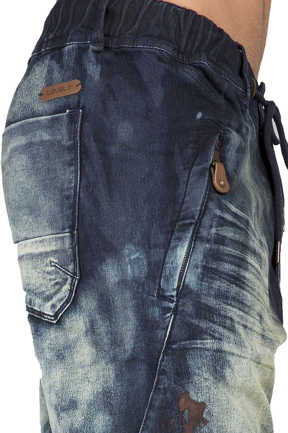 Drop Crotch Premium Indigo Knit Denim Jogger Jeans Twister Tainted Vintage