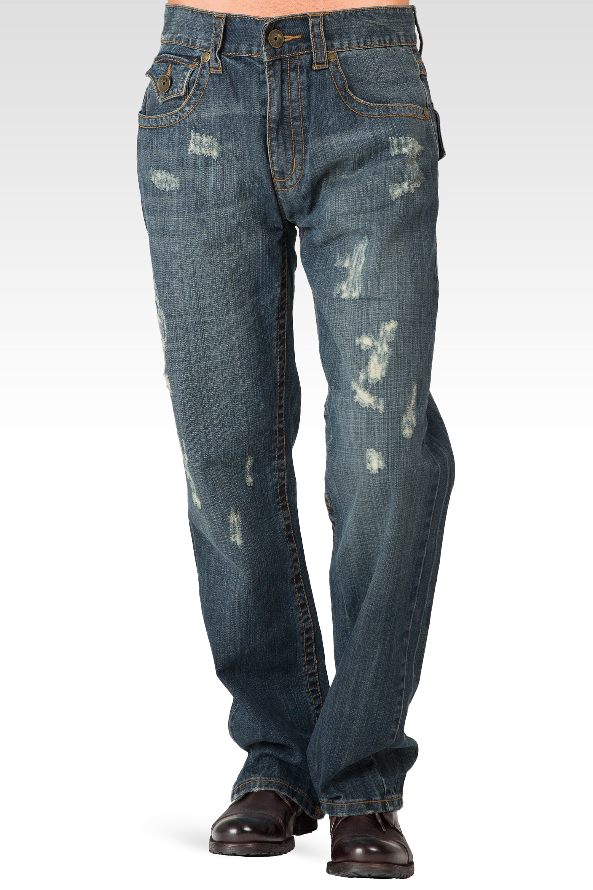 Level 7 Men's Midrise Relaxed Vintage Bootcut Distressed Premium 5