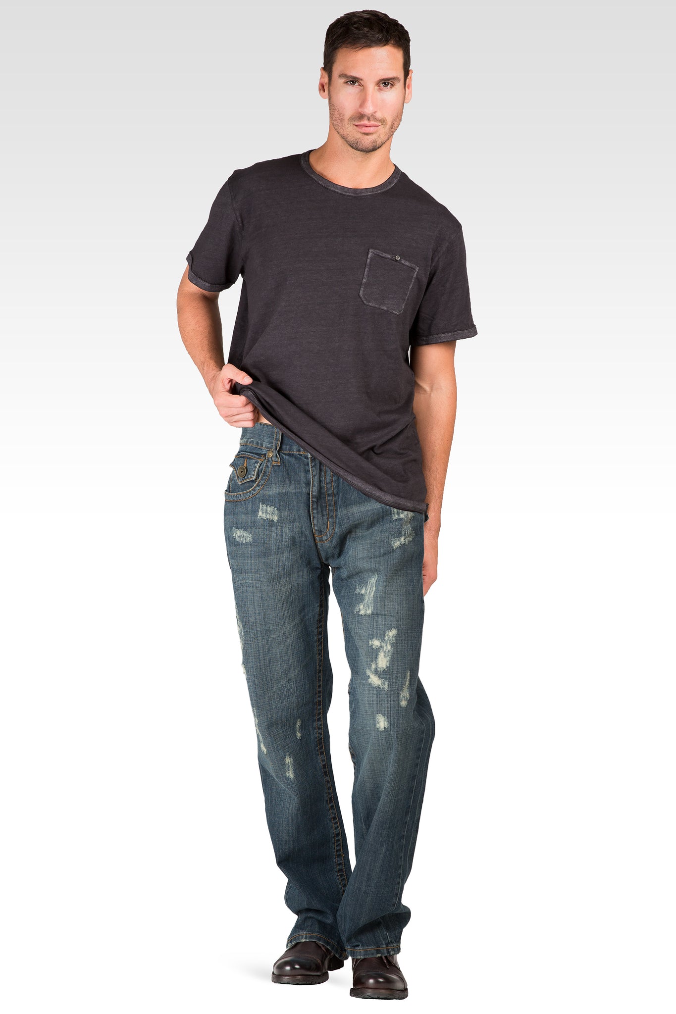 Midrise Relaxed Vintage Bootcut Distressed Premium 5 Pocket Jeans
