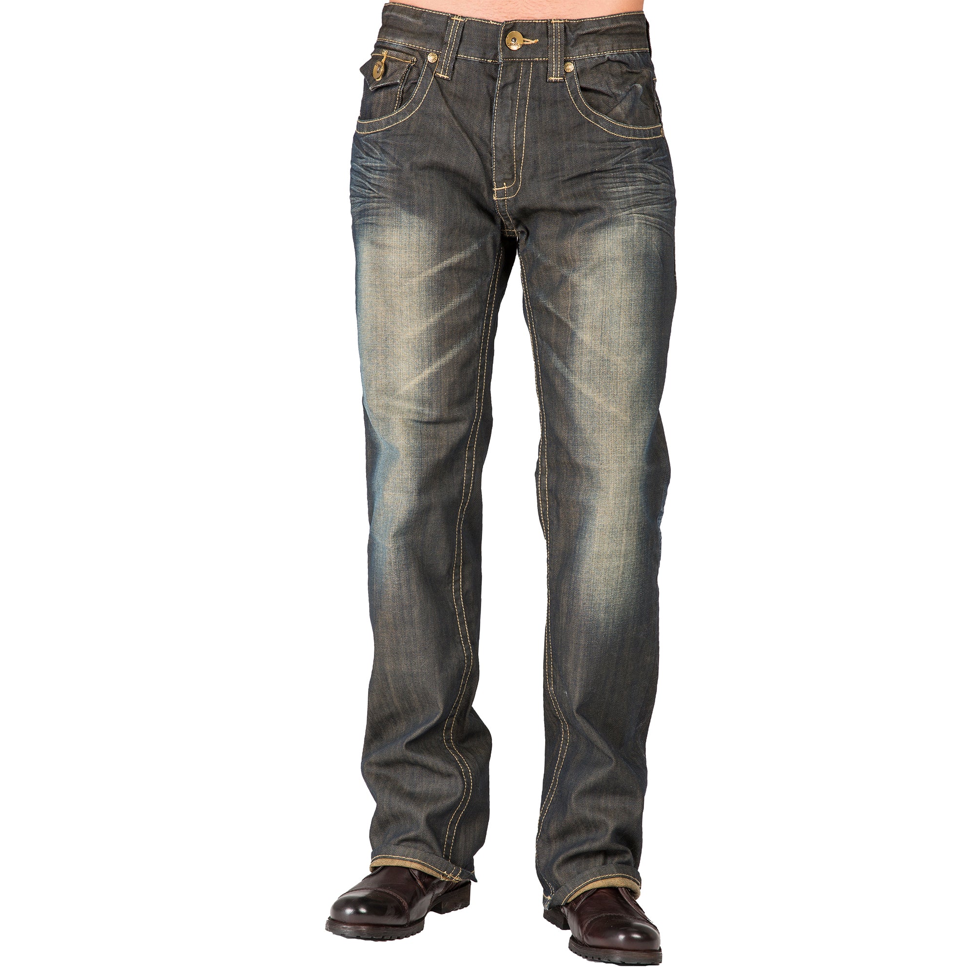 level 7 Men's Utility Back Pocket Relaxed bootcut Dark Tinted Jean