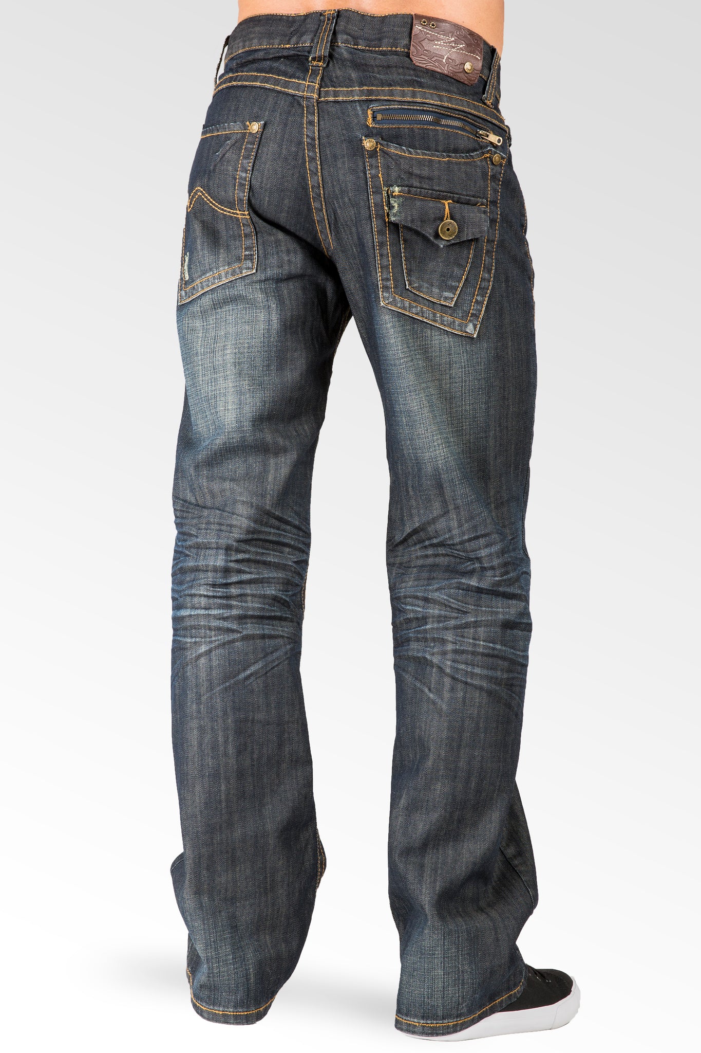 Level 7 Men s Relaxed Bootcut Dark Vintage Jean Zipper Pockets Premium Denim Level 7 Jeans