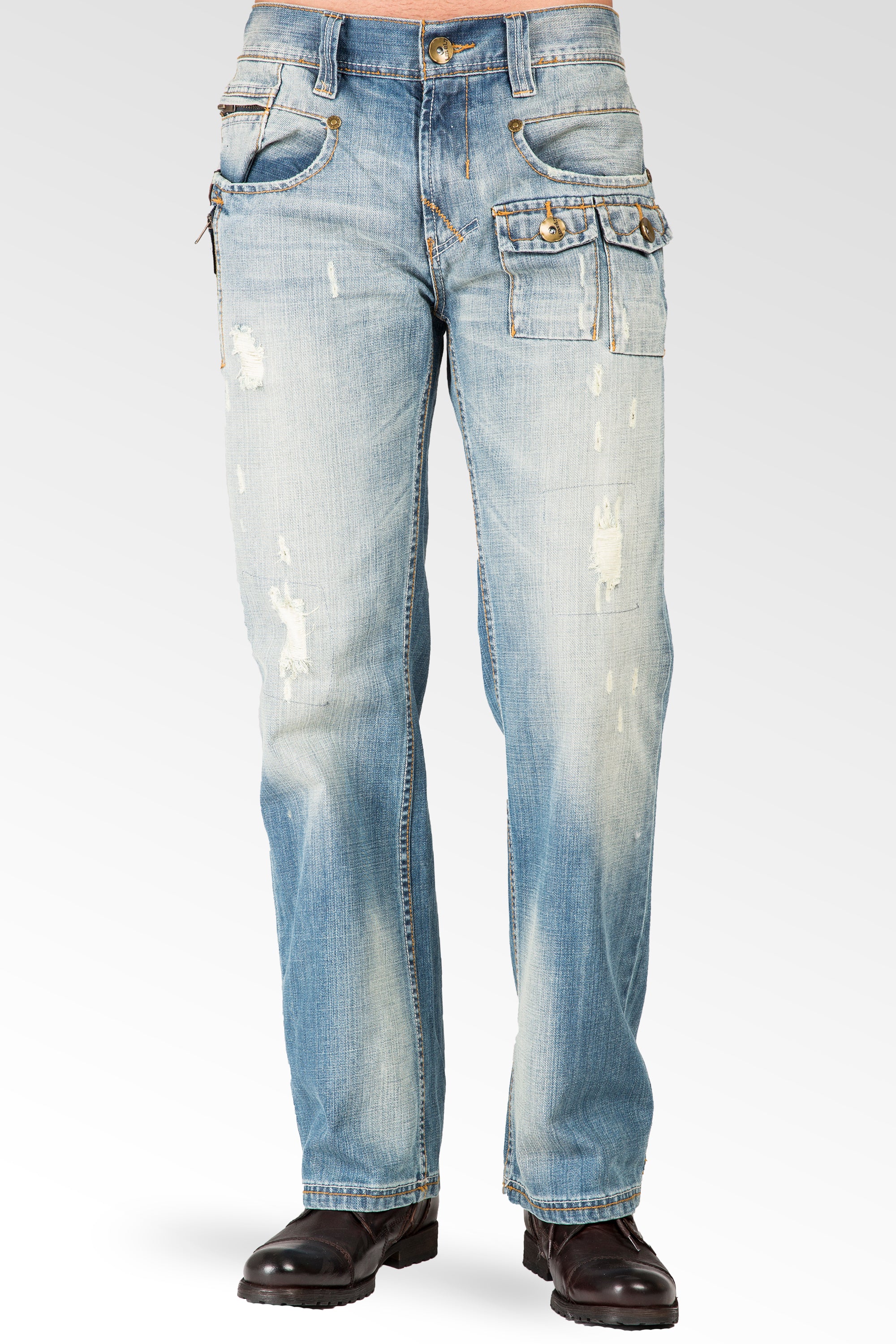 Level 7 Mens Acid Washed Light Blue Oil Stain Premium Denim Jeans – Level 7  Jeans