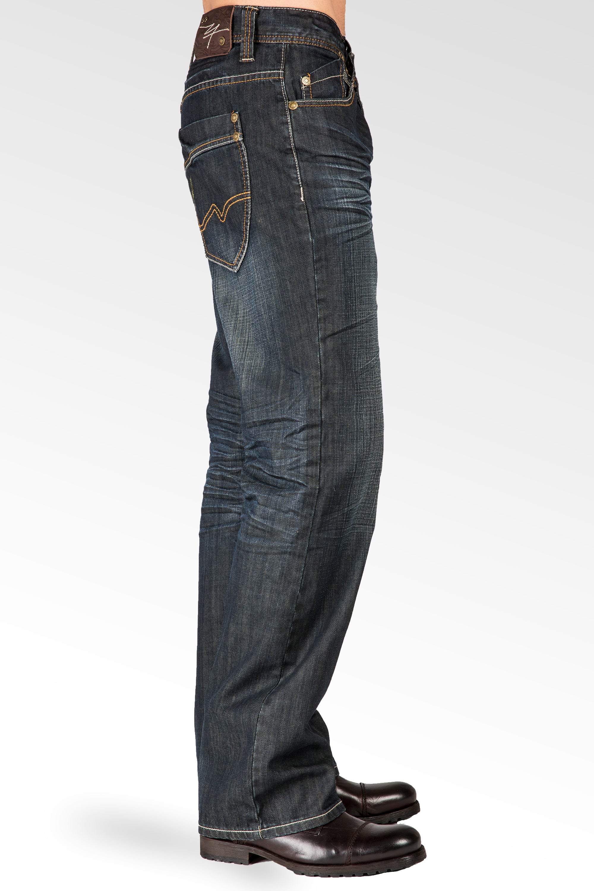 Level 7 Men s Relaxed Bootcut Dark Vintage Whiskered 5 pocket Jeans Premium Denim Level 7 Jeans