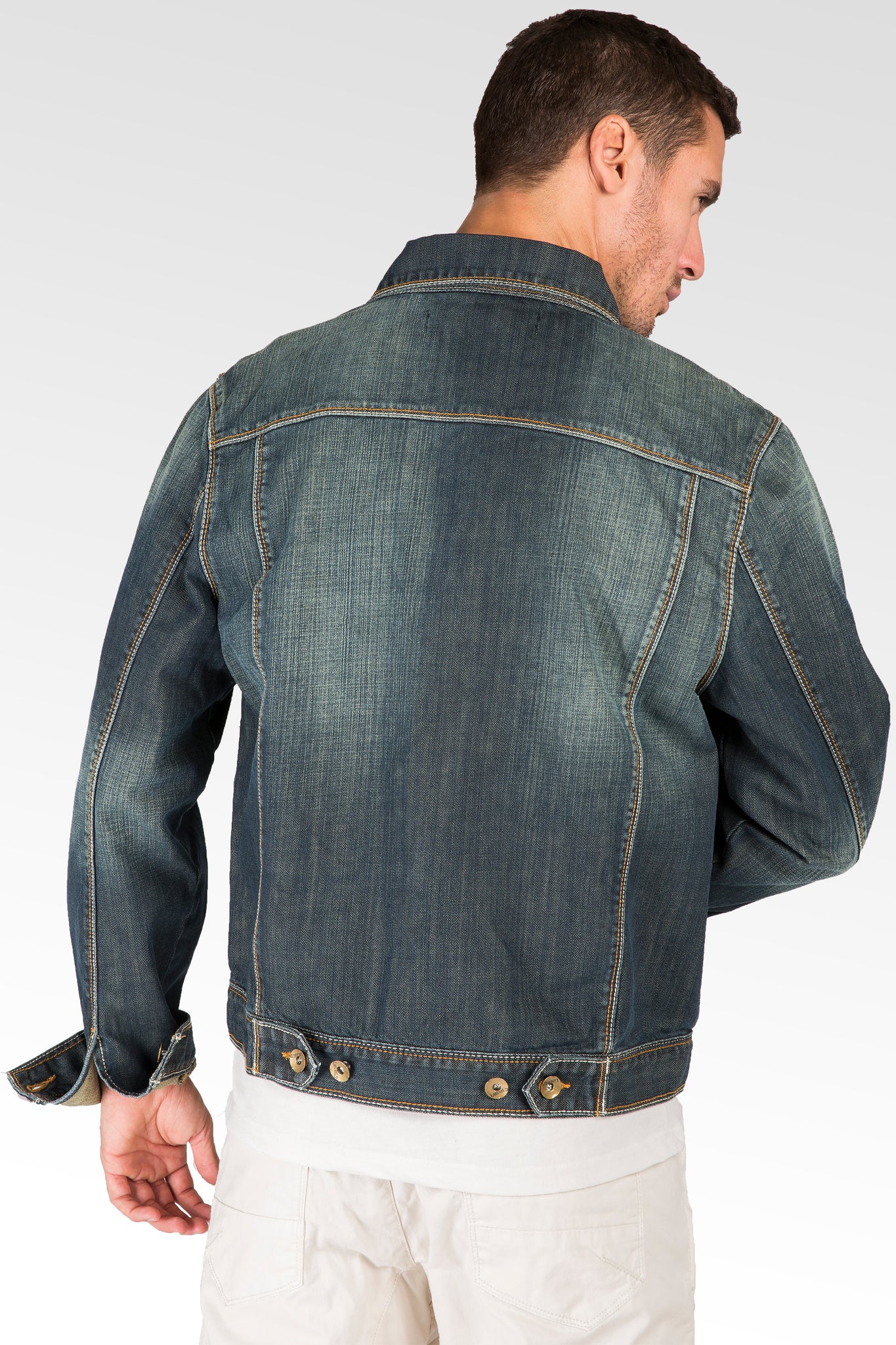 Vintage Blue Premium Denim Trucker Jacket With Artisan Whiskers Detail