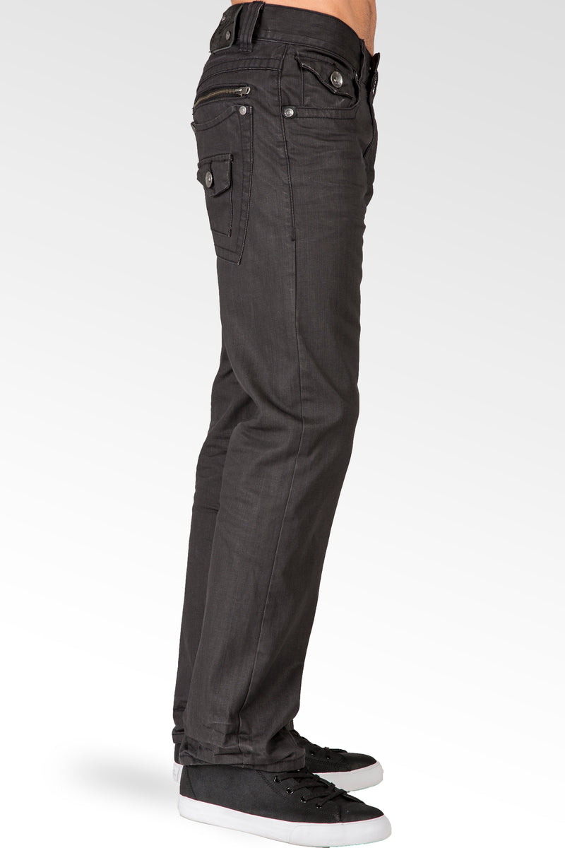 Level 7 Men's Black Premium Coated Denim Relaxed Straight Jeans Zipper ...