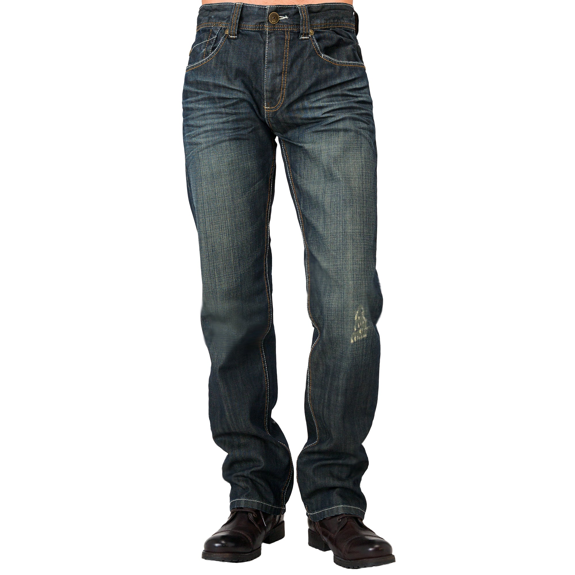 Level 7 Men’s Relaxed Straight Signature Stone Wash Dark Blue
