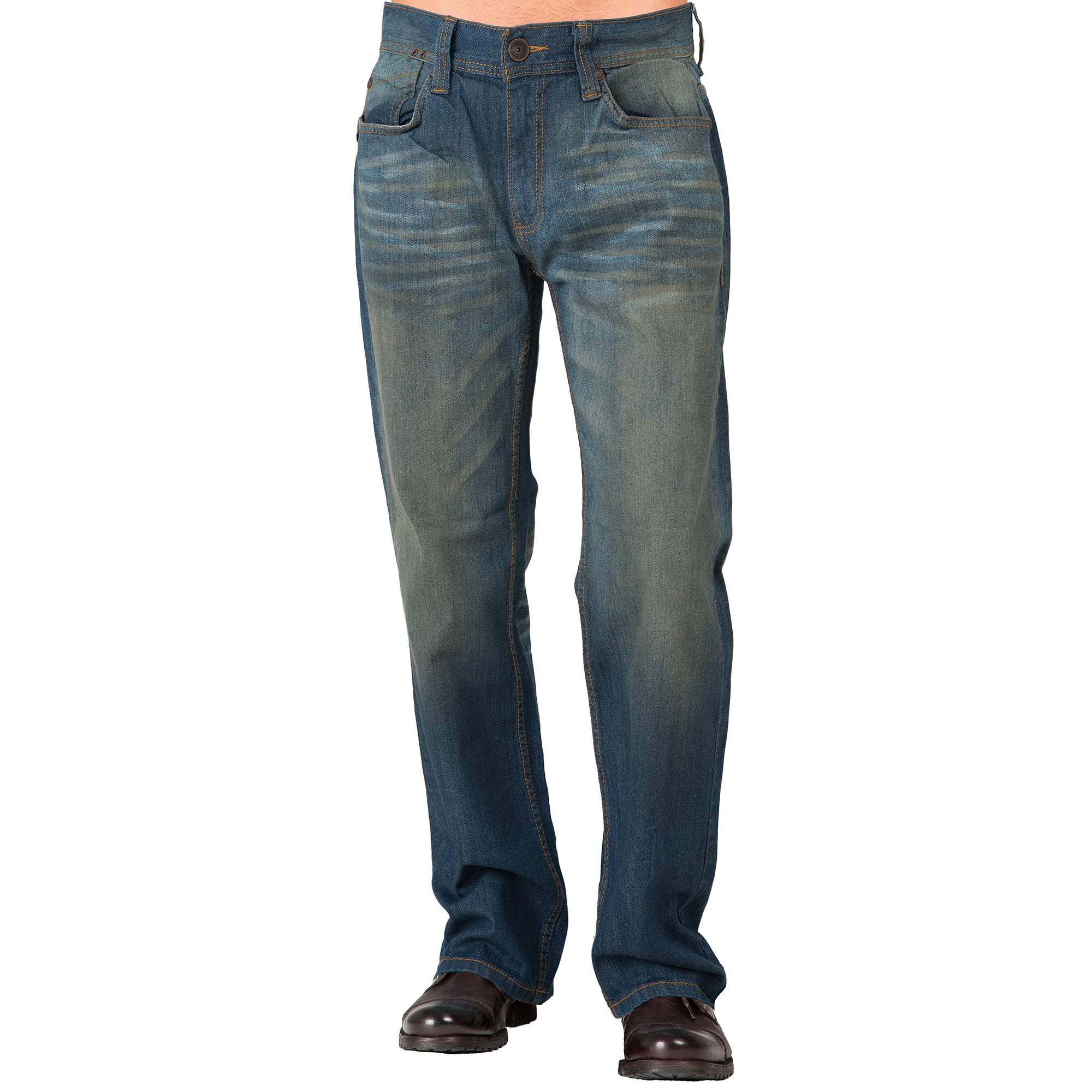 Men's Midrise Relaxed Bootcut Medium Blue Premium Vintage Wash Jeans