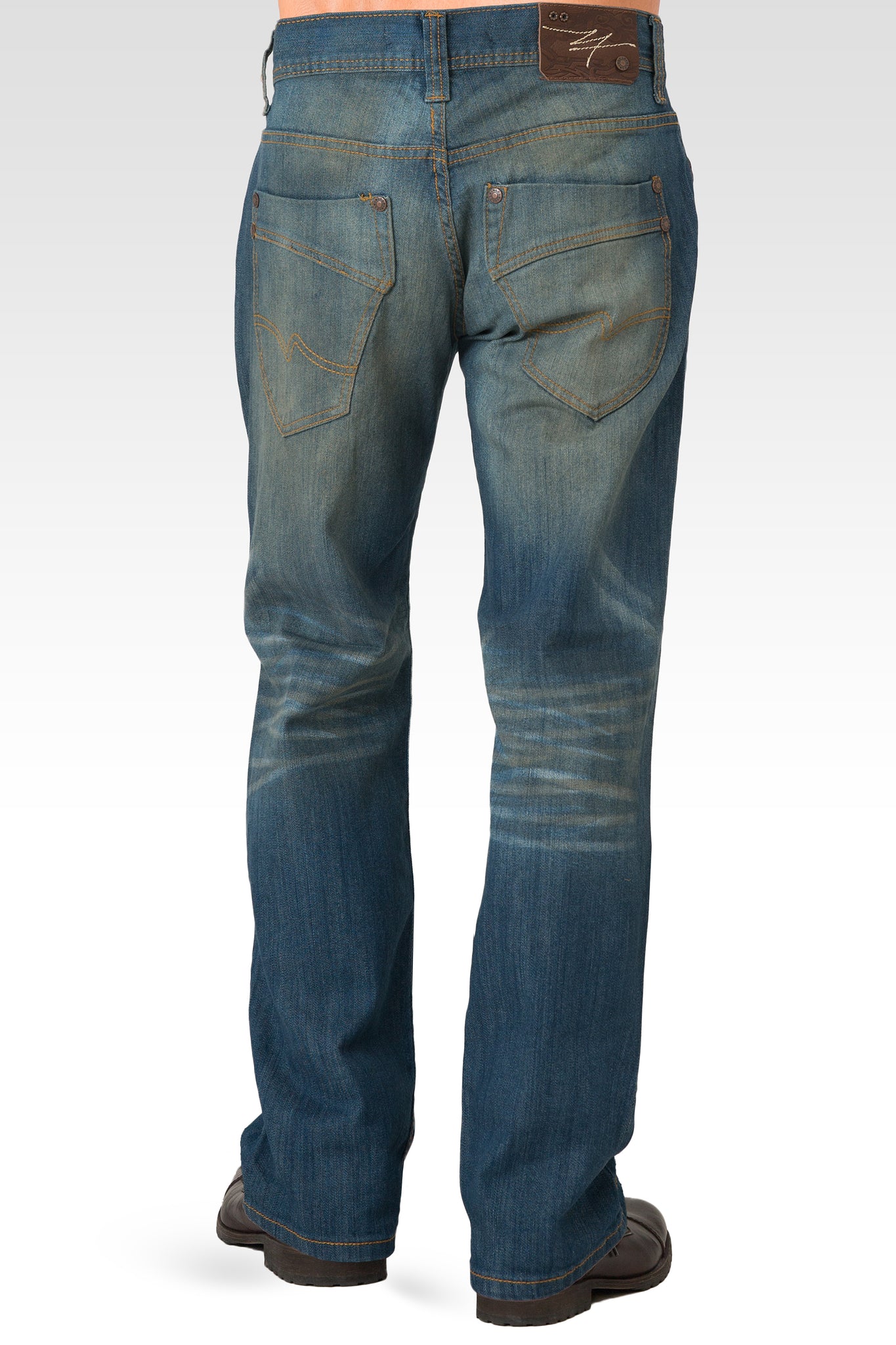 Men's Midrise Relaxed Bootcut Medium Blue Premium Vintage Wash Jeans