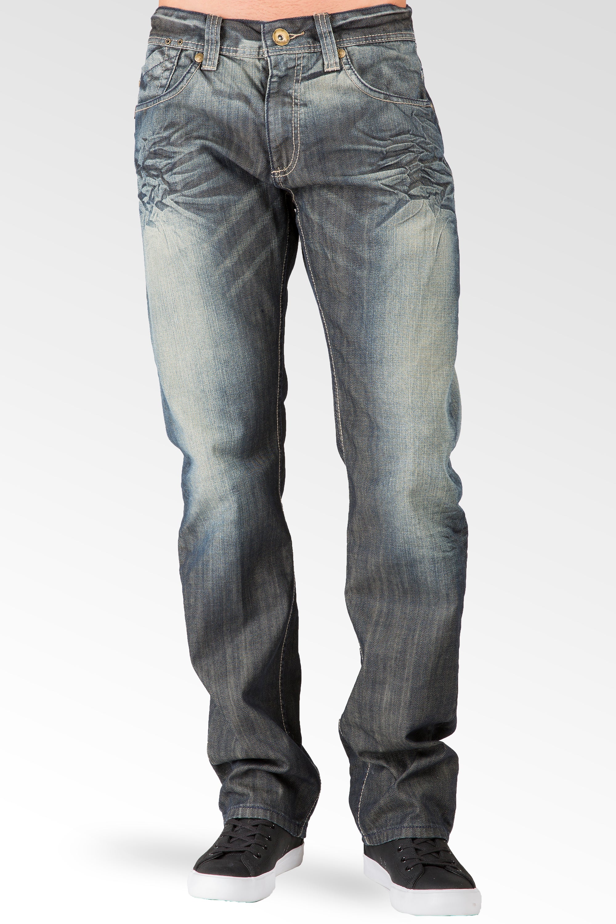 Level 7 Dark Indigo Premium Coated 3D Whiskering Wash 5 Pkt Knit Denim Jeans  – Level 7 Jeans