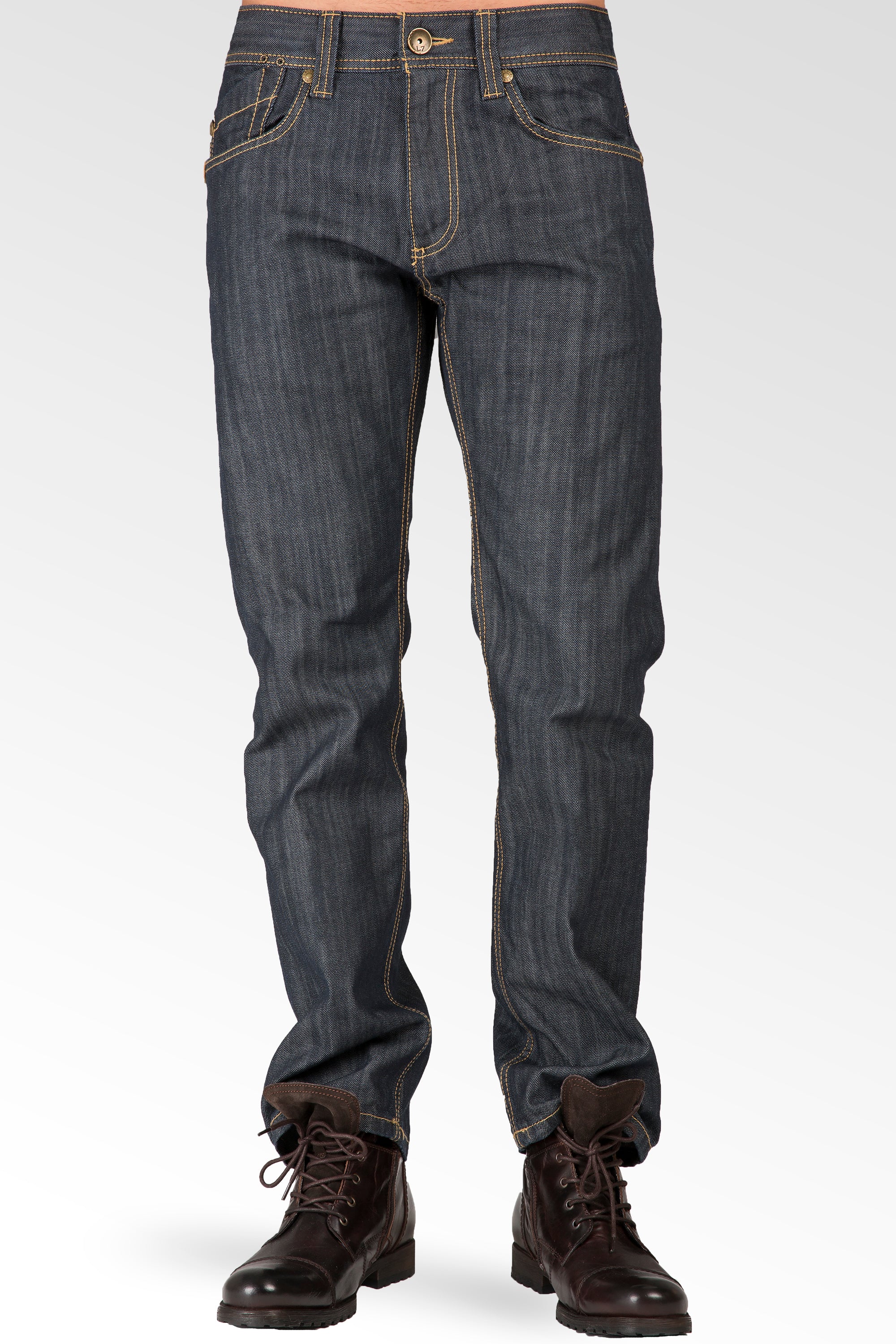 Level 7 Men's Relaxed Straight Coating Indigo 5 Pocket Jeans Premium Denim  – Level 7 Jeans