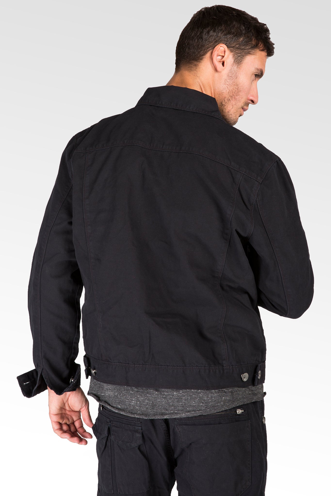 Black Heavy Canvas Trucker Jacket 100% Cotton Rugged & Stylish