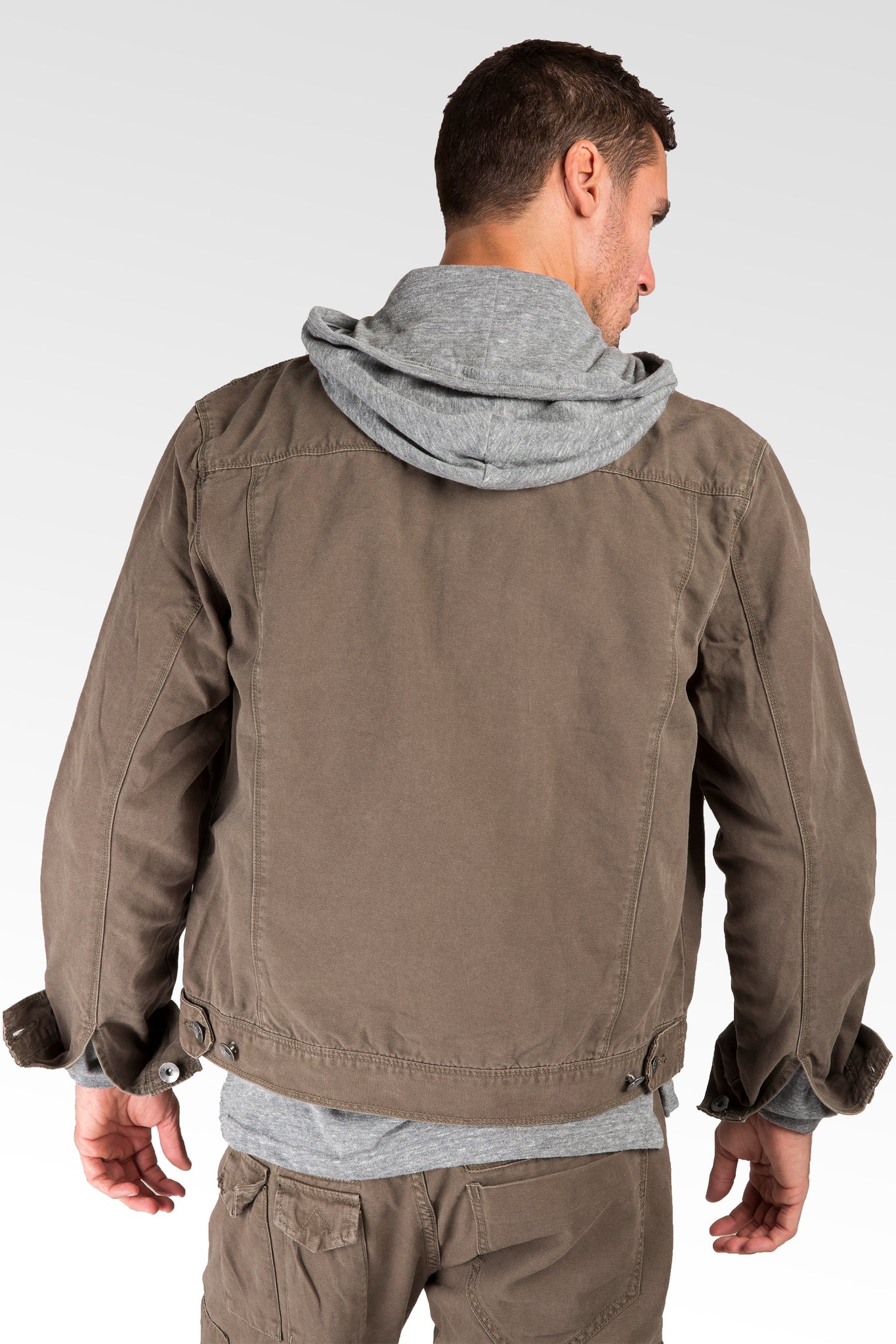 Fatigue Brown Heavy Wash Canvas Trucker Jacket 100% Cotton Rugged & Stylish