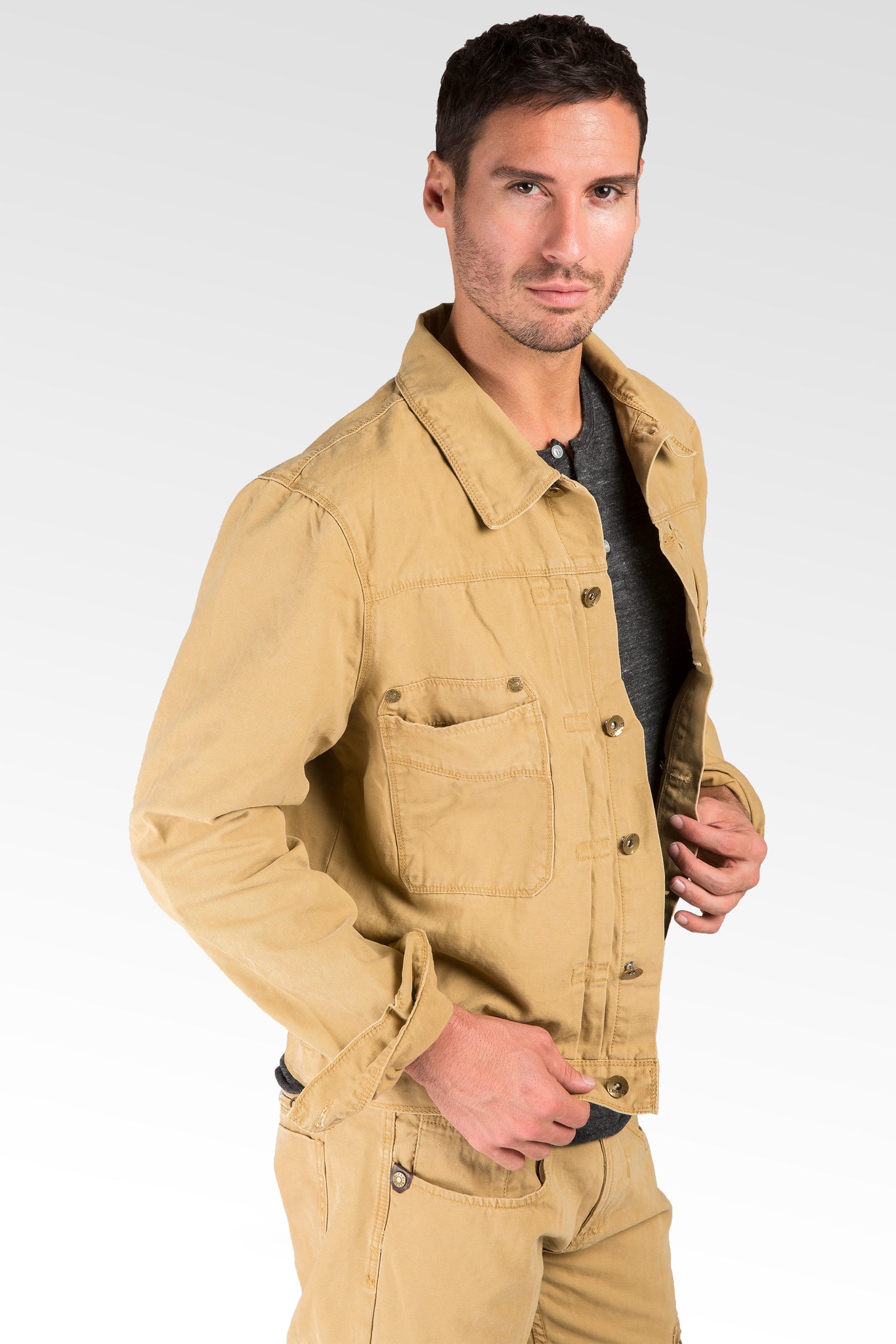 Timber Cotton Canvas Garment Washed Trucker Jacket Rugged & Stylish