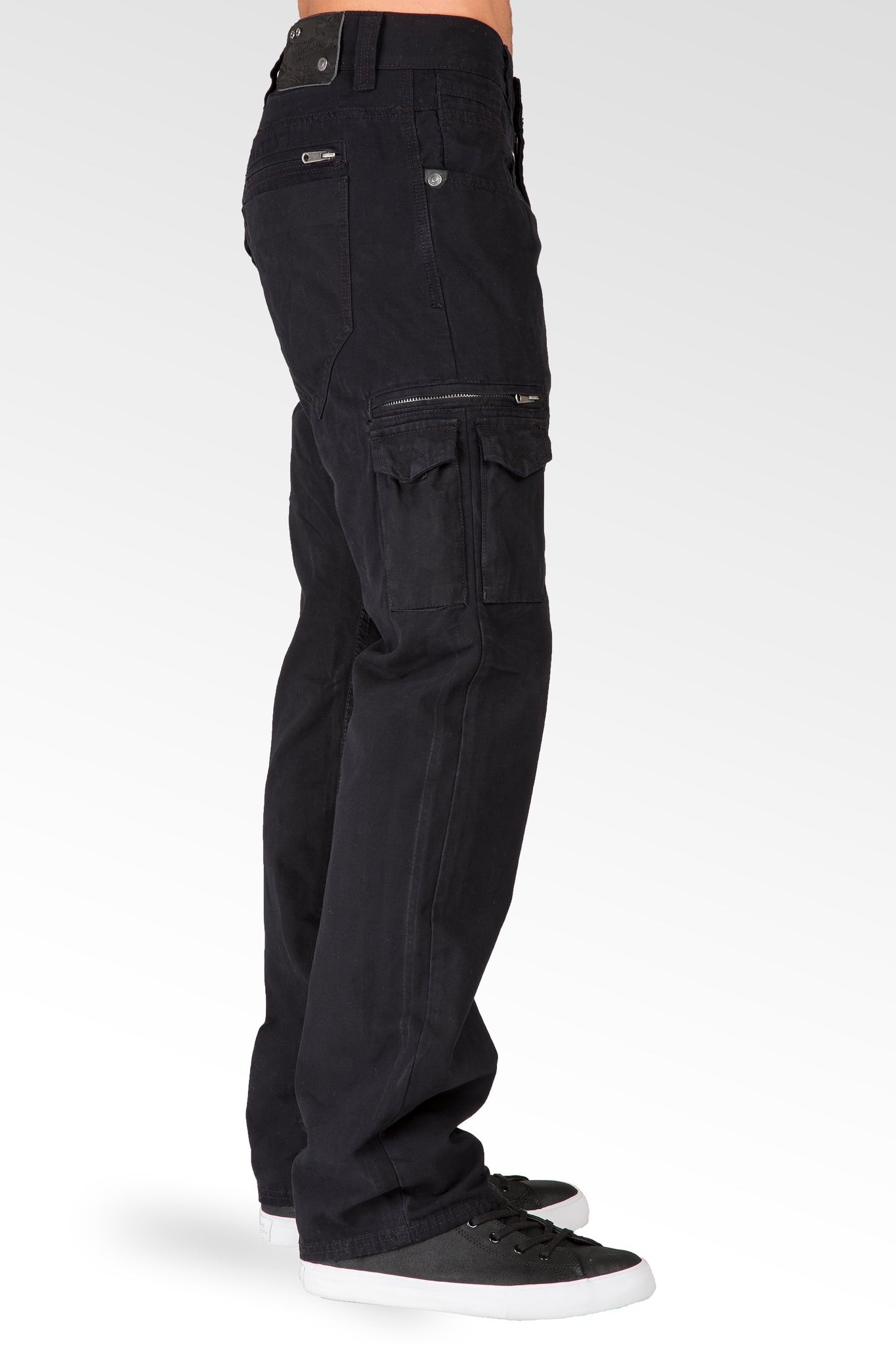 Level 7 Men\'s Zip Cargo Pocket Black Relaxed Straight Canvas Jeans, Premium  Denim – Level 7 Jeans