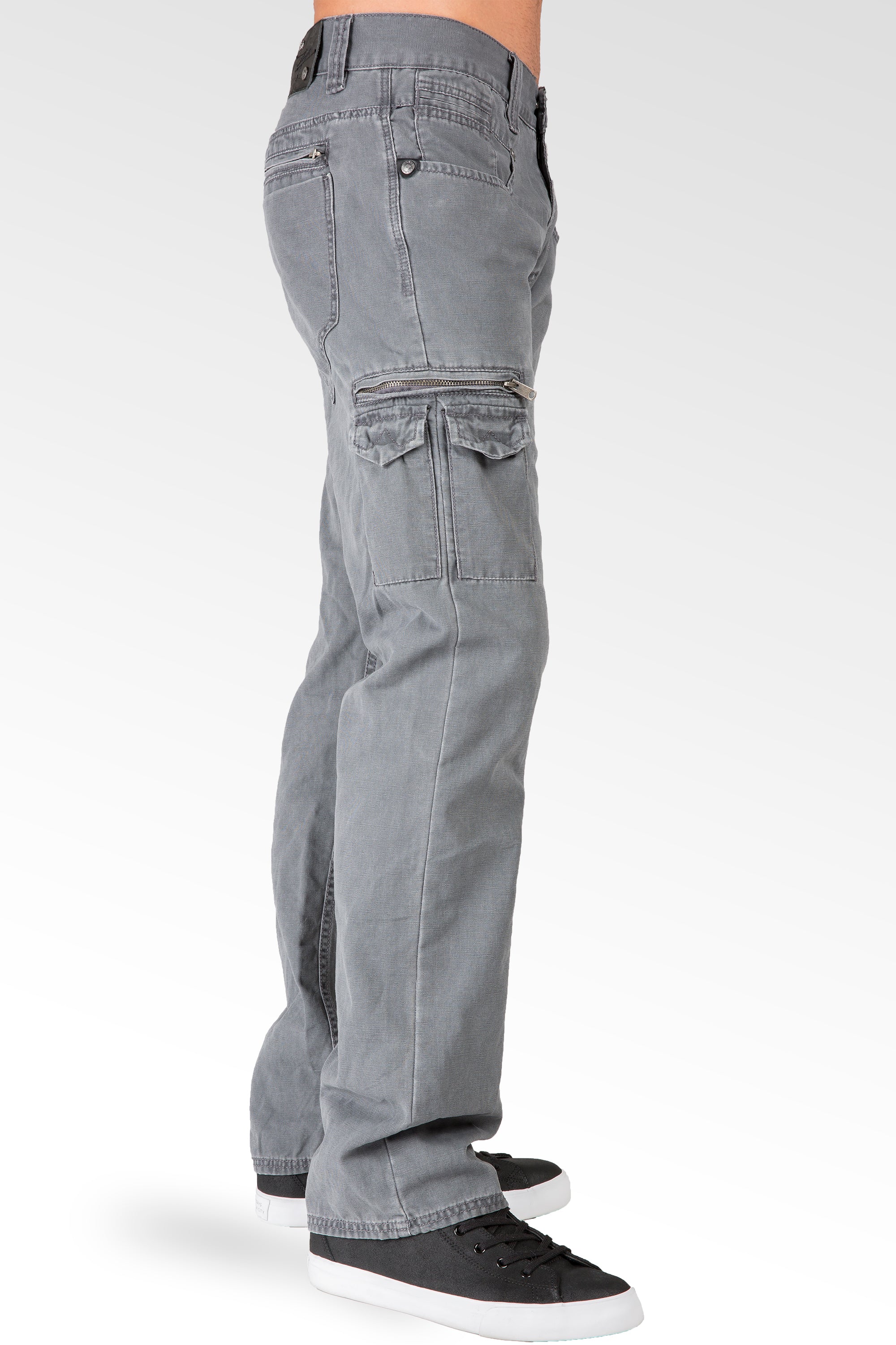 Vend om ubehagelig Styrke Level 7 Men's Cargo Zip Pocket Dark Gray Canvas Relaxed Straight Jeans  Premium Denim – Level 7 Jeans