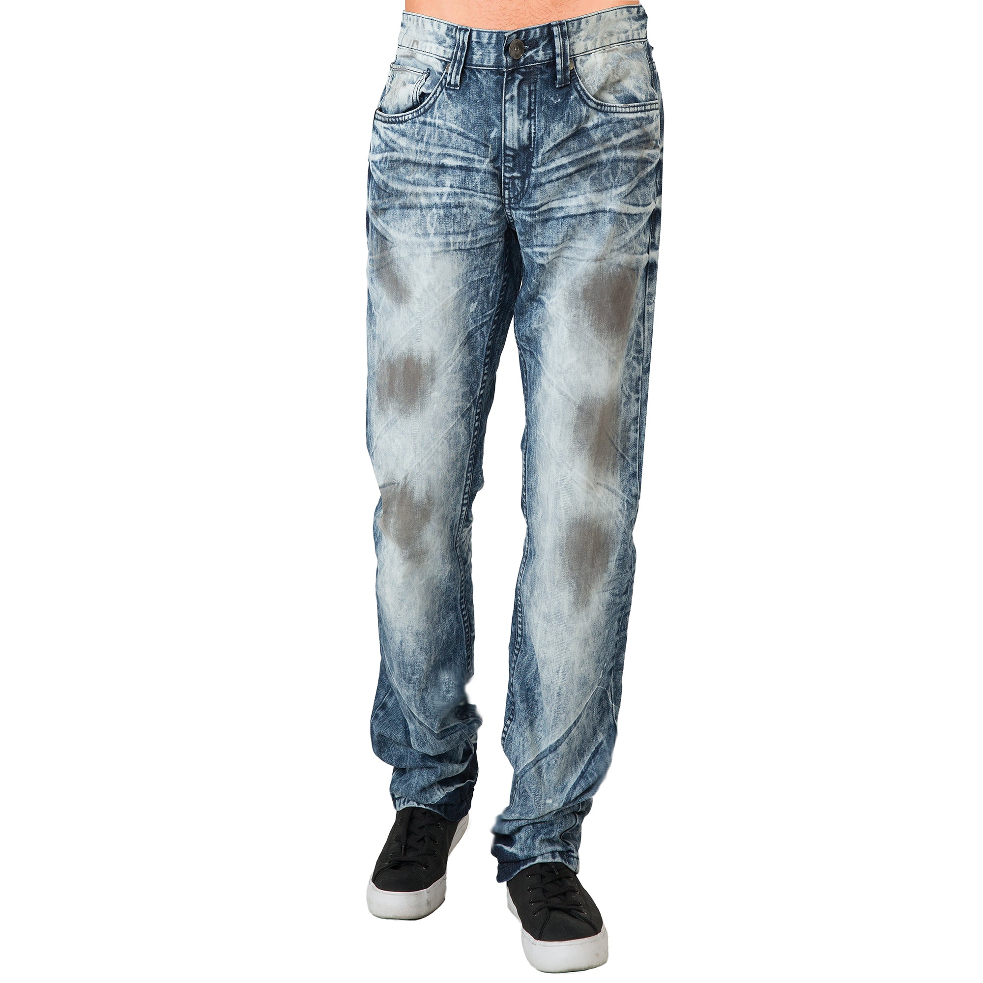 Level 7 Mens Acid Washed Light Blue Oil Stain Premium Denim Jeans – Level 7  Jeans