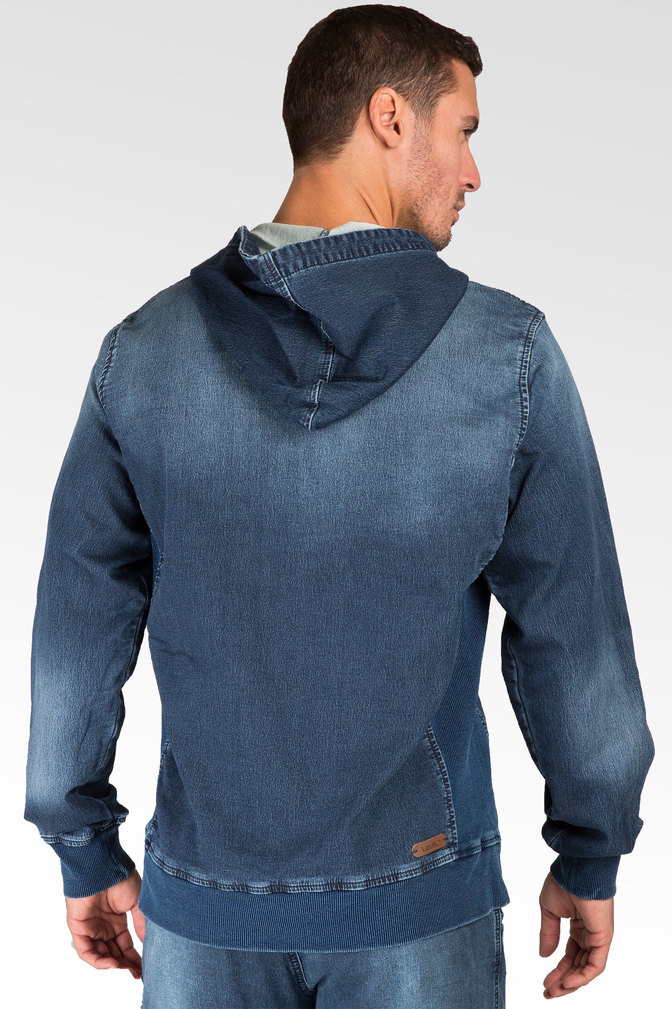 Knit Denim Pullover Vintage Hoody Shirts Side Rib Insert Rough Rugged