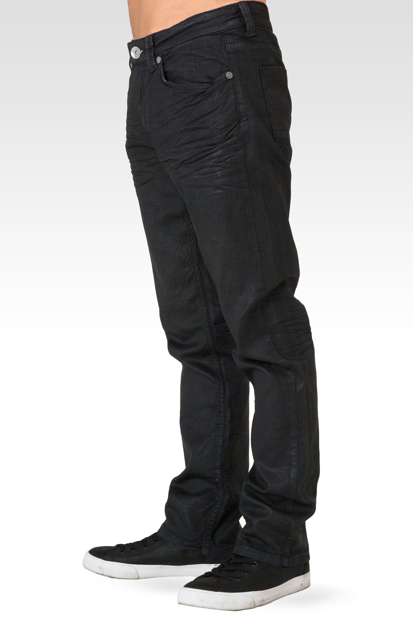 Dark Indigo Premium Coated 3D Whiskering Wash 5 Pkt Knit Denim Jeans
