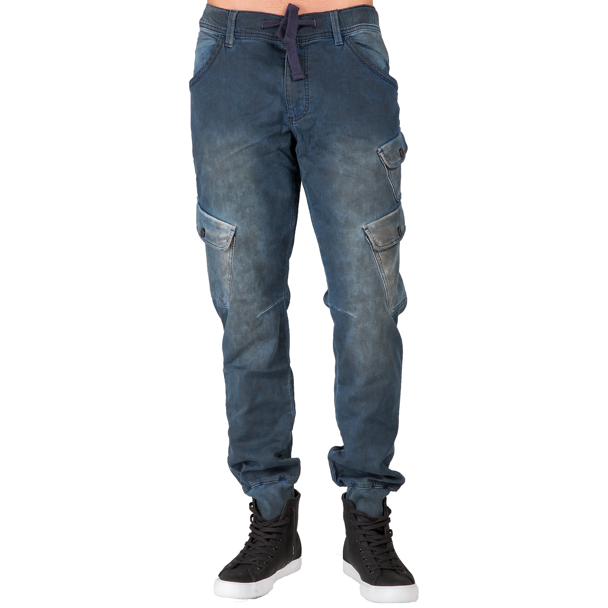 Level 7 Men s Cargo Pocket Tinted Wash Indigo Knit Jogger pants