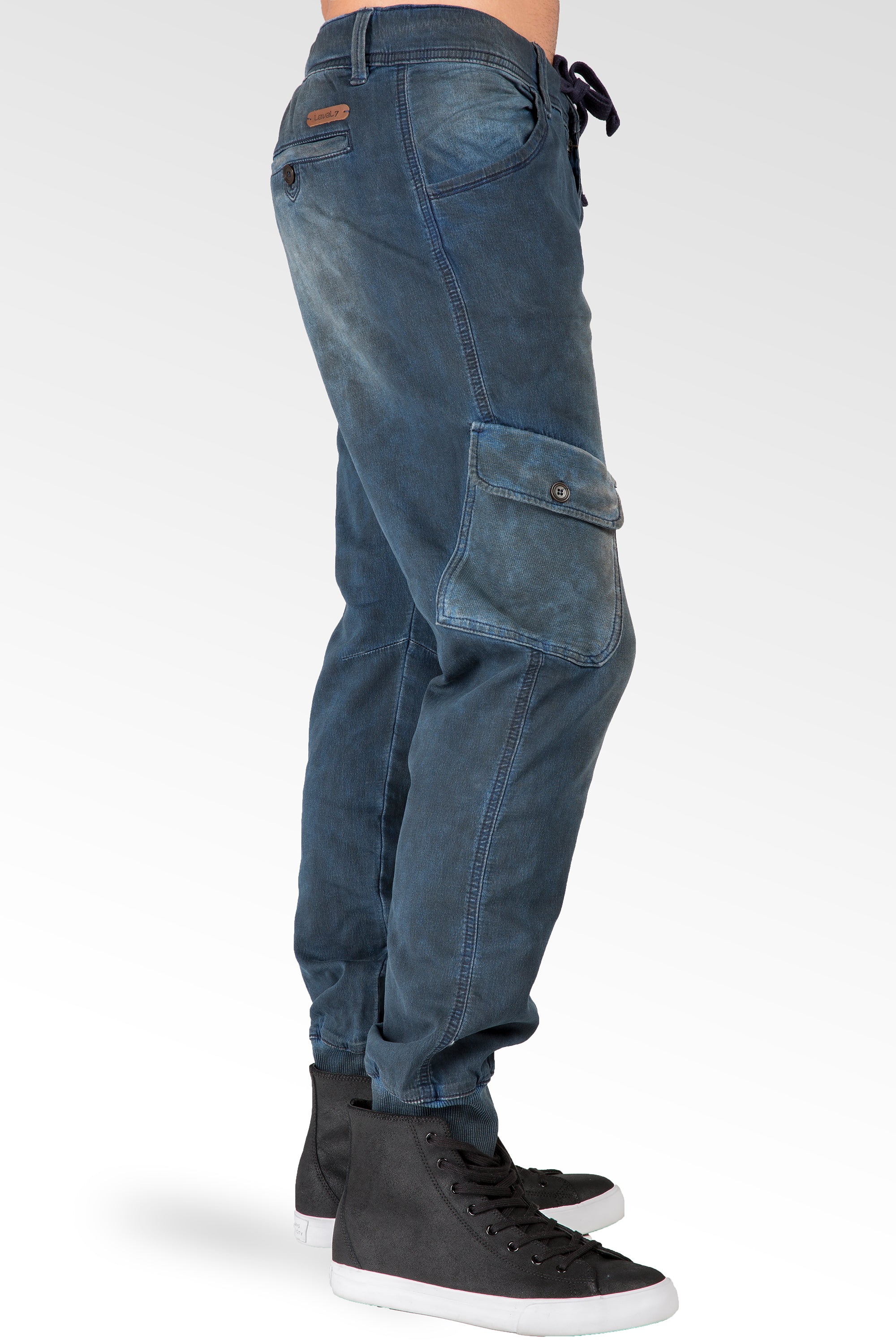 Level 7 Men's Zip Pocket Drop Crotch Washed Gray Stretch Twill Joggers  Premium Denim – Level 7 Jeans