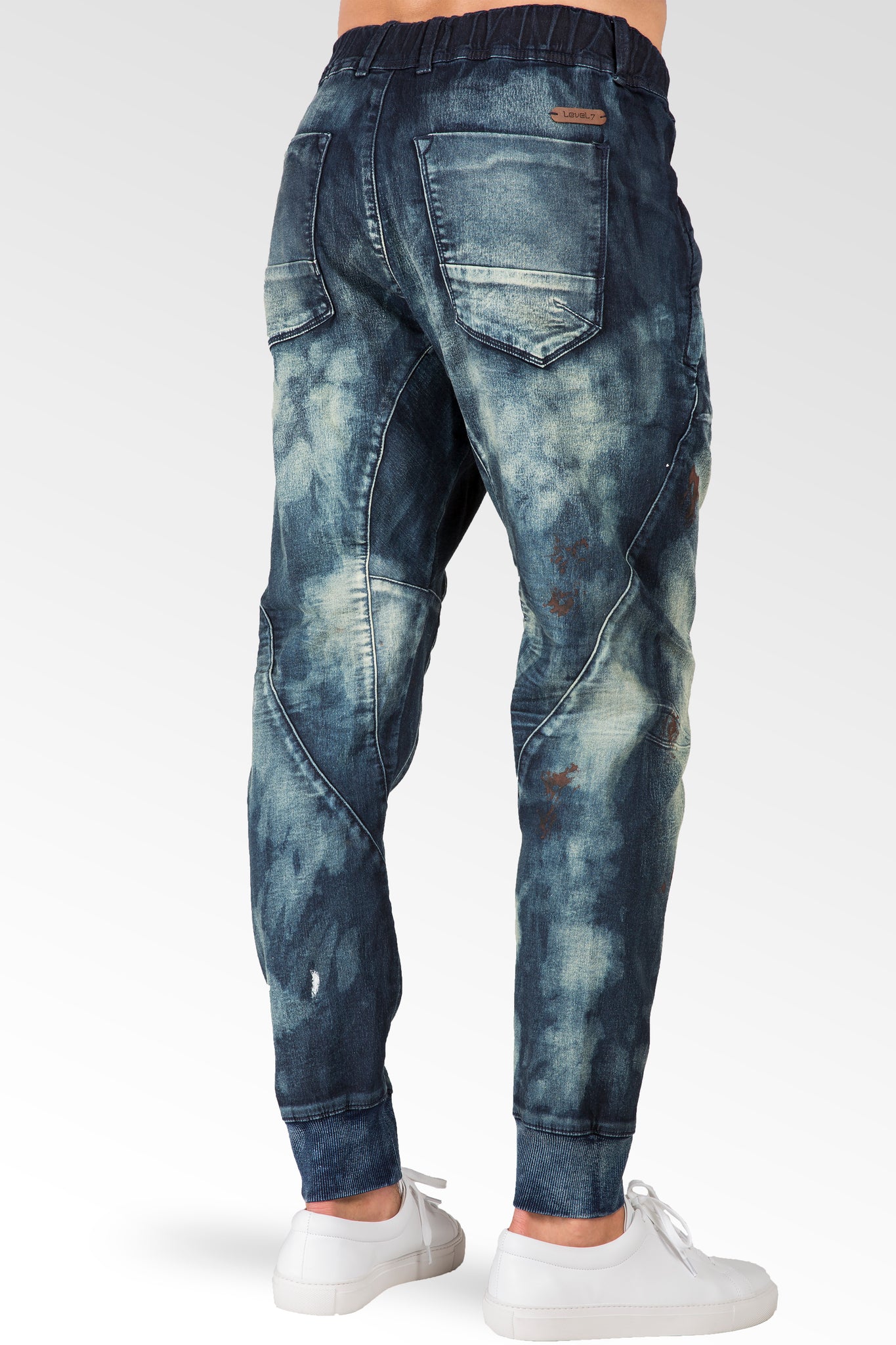 Drop Crotch Premium Indigo Knit Denim Jogger Jeans Twister Tainted Vintage
