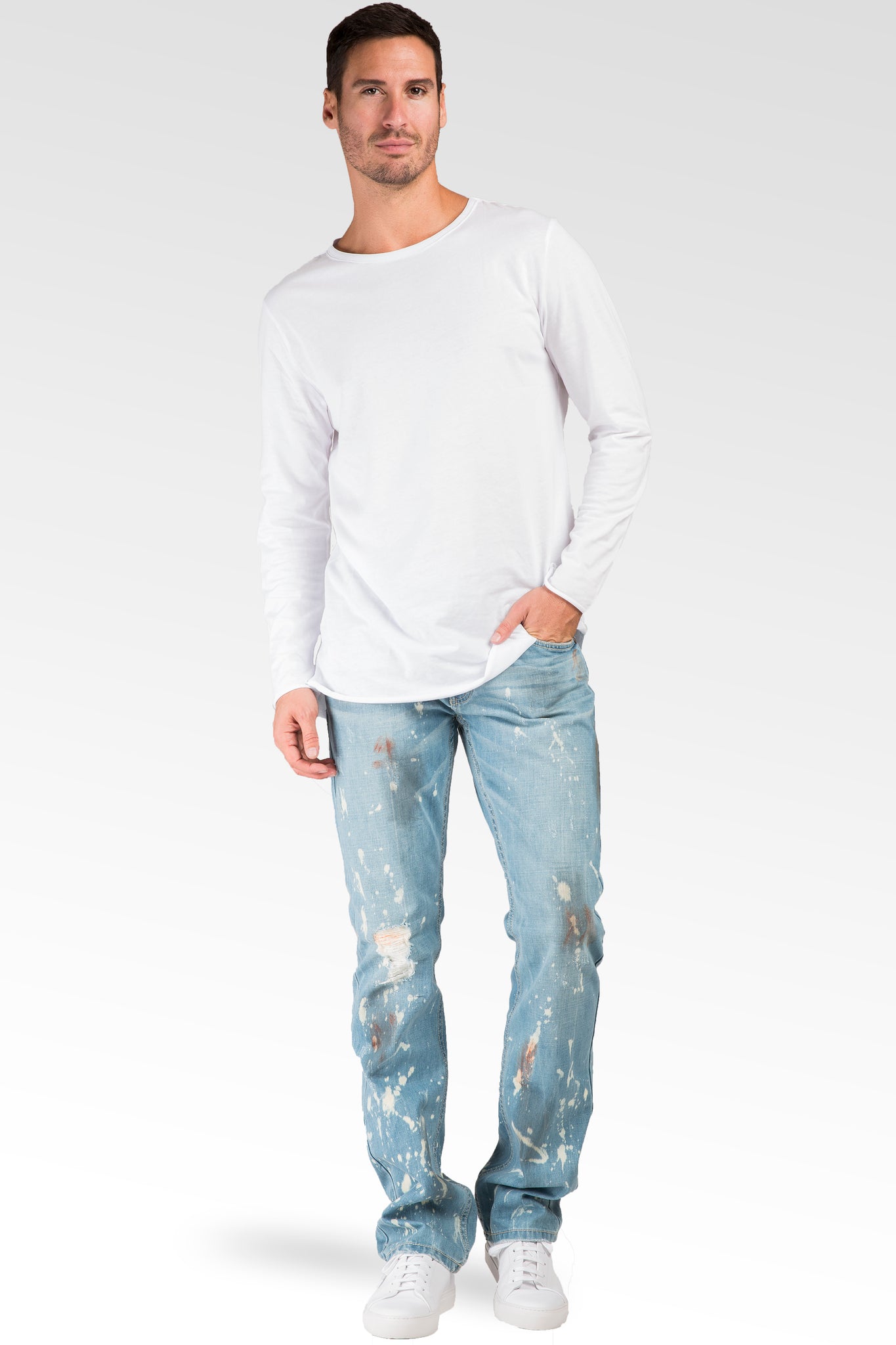 Level 7 Men's Slim Straight Light Paint Splatter Wash 5 Pocket jeans  Premium Denim – Level 7 Jeans