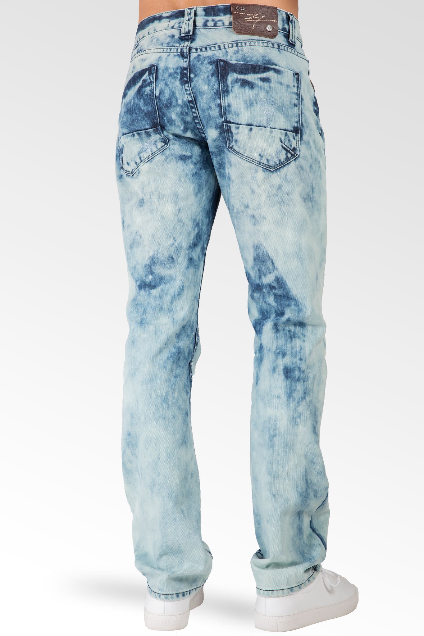 Slim Straight Blue Lava Washed Premium Denim Signature 5 Pocket Jeans Ripped & Repaired