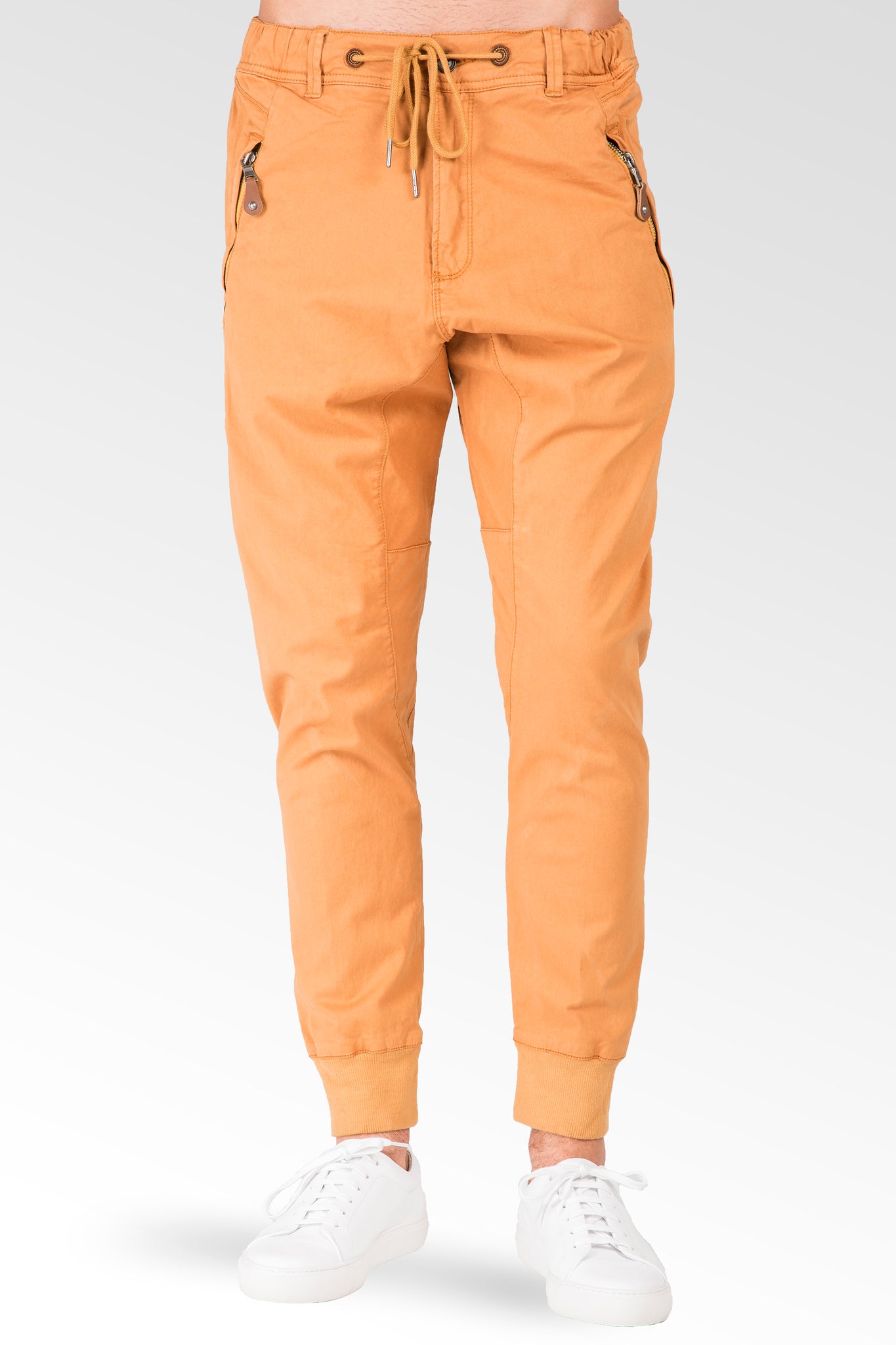 Level 7 Men's Drop Crotch Zip Pocket Orange Stretch Twill Jogger Pants  Premium Jeans – Level 7 Jeans