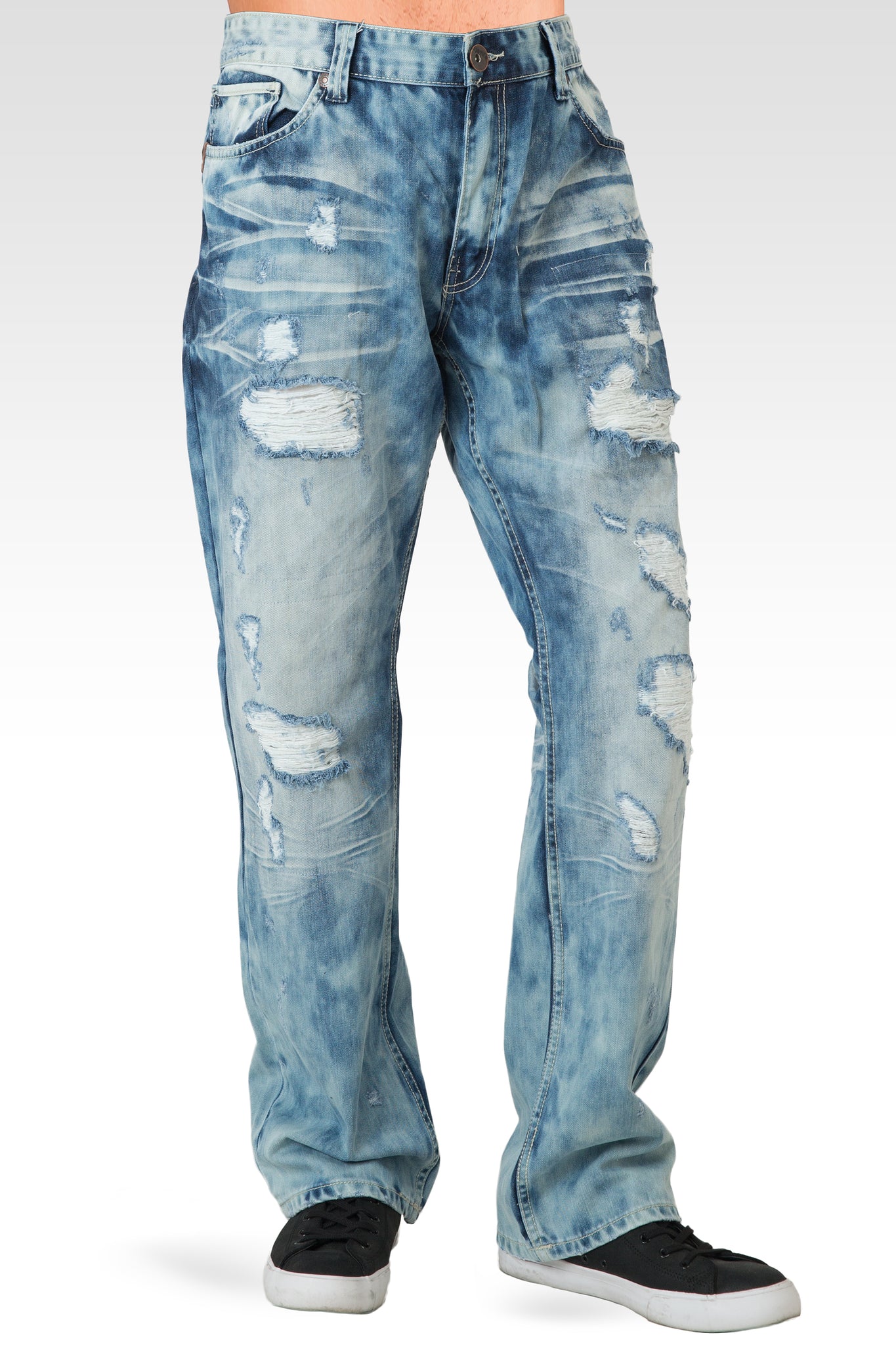 Level 7 Men's Slim Straight Paint splatter Bleached Prism Wash