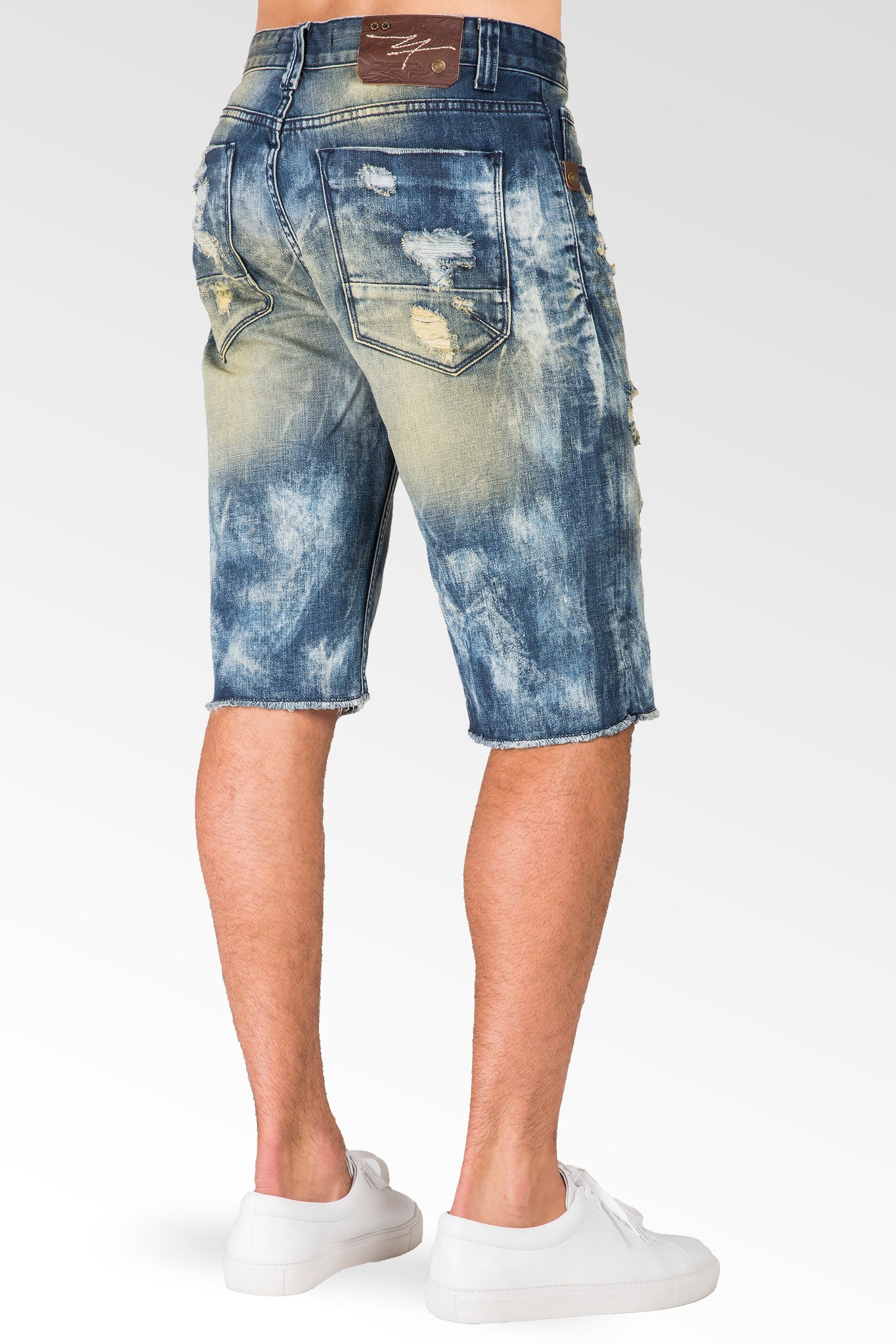 Relaxed Premium Denim 13" Cut Off 5 Pocket Shorts Tainted Destroyed & Mended