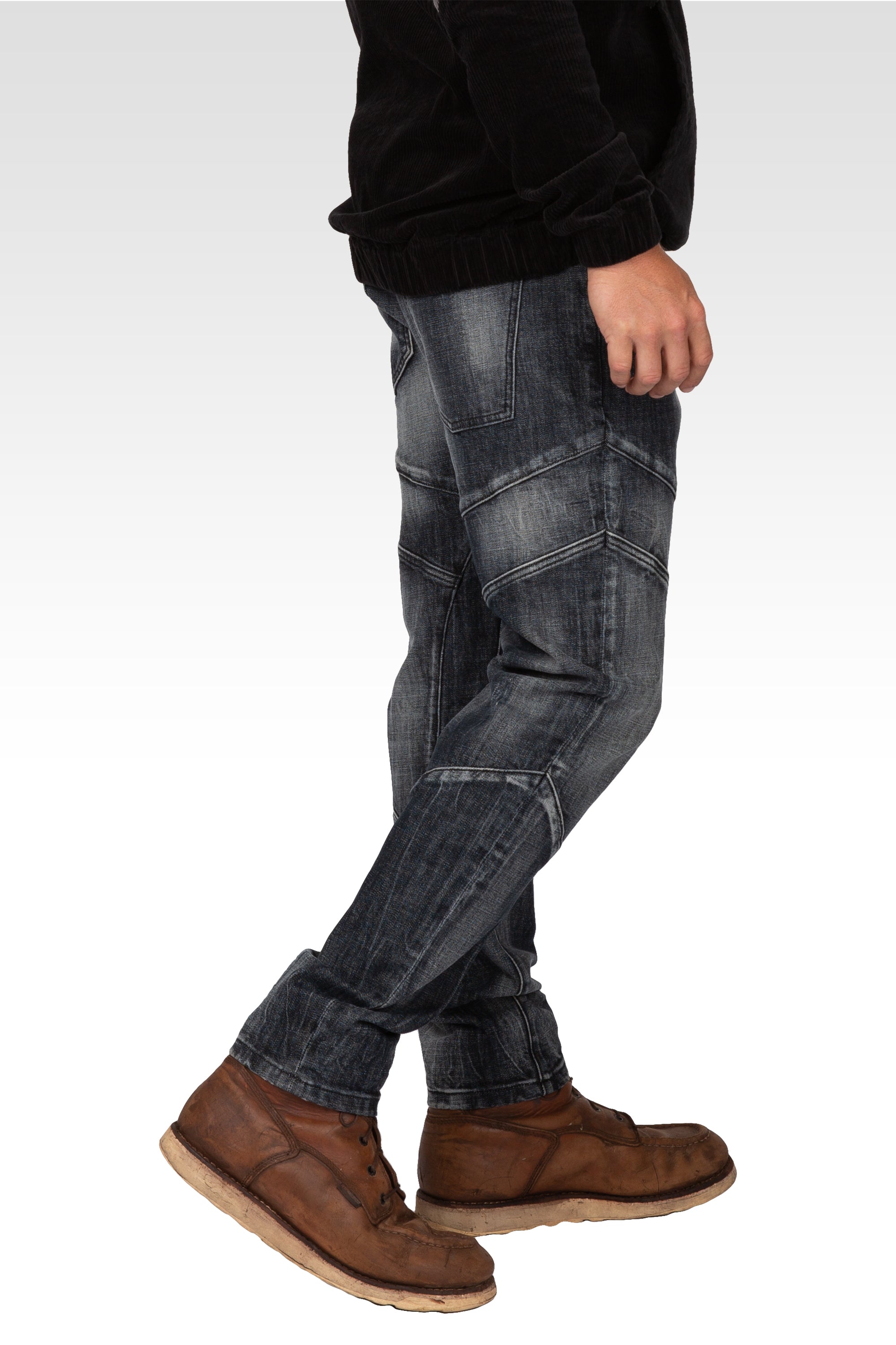 Level 7 Men's Curve Leg Slim Taper Moto Jeans Blasted Black Cut & Sewe Level 7 Jeans Level 7 Men's Curve Leg Slim Taper Moto Jeans Blasted Black Cut & Sewe Level 7 Jeans