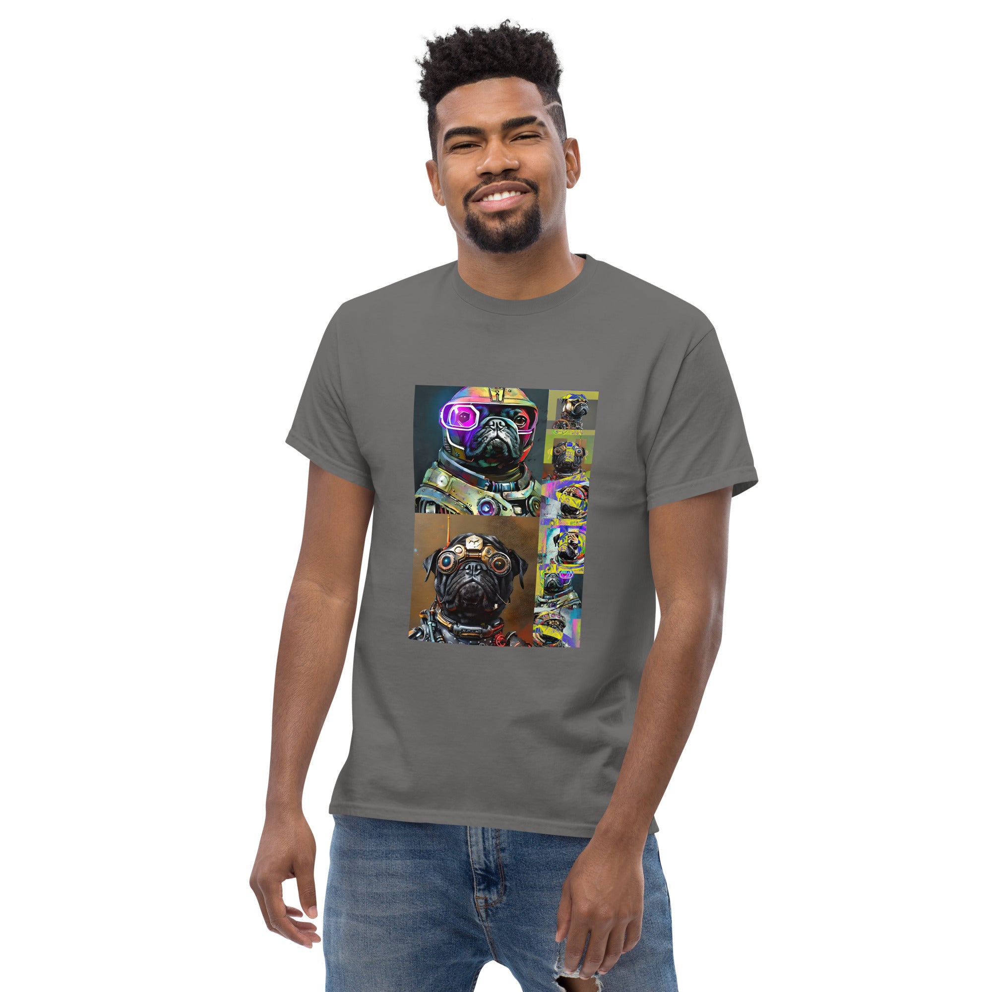 Men's Cyborg Pug Graphic T-Shirt
