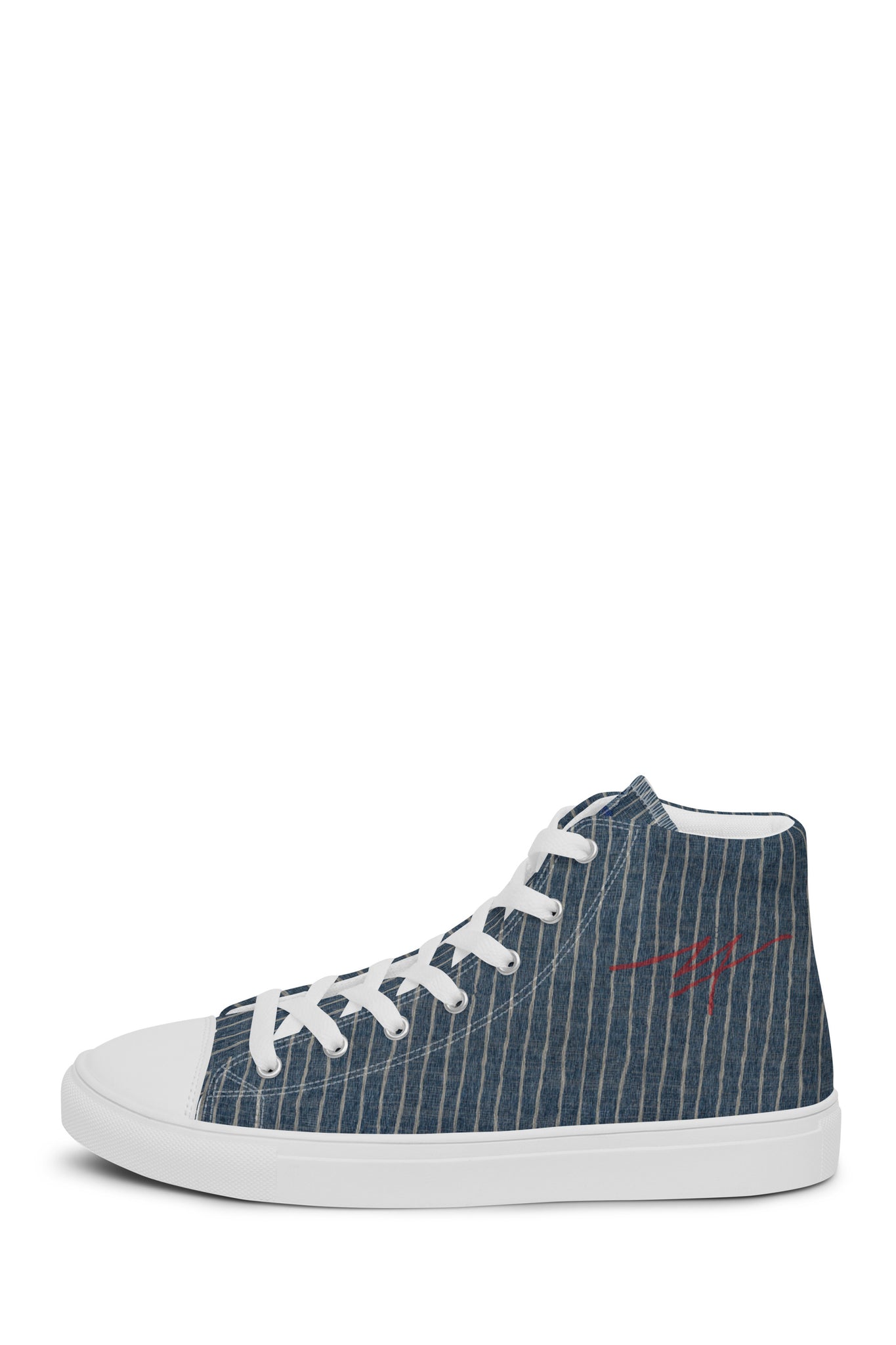 Men’s " Denim Pinstripe Print " high top canvas shoes